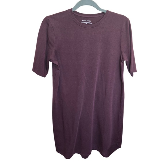 Eileen Fisher Dresses & Skirts - Eileen Fisher Short Sleeve Dress Jersey Stretch Maroon Midi Minimalist Small